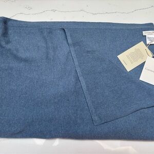 Garnet Hill Blue Cashmere Wrap/Travel Blanket